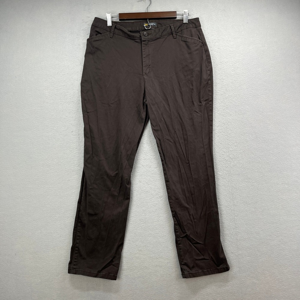Lee Relaxed Fit Straight Leg Pants Women 16 Brown Mid Rise Casual Work Utility